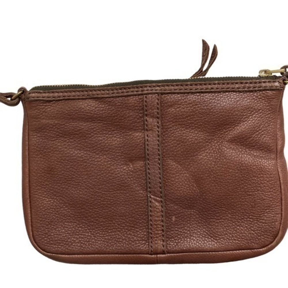 Fossil brown leather double pocket crossbody bag